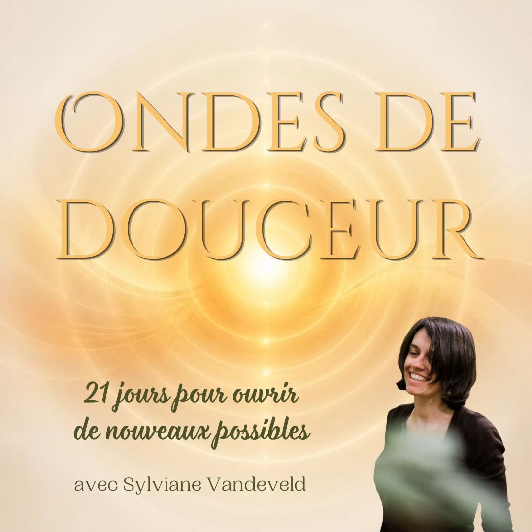 Ondes de douceur woman in black and white polka dot dress raising her hands